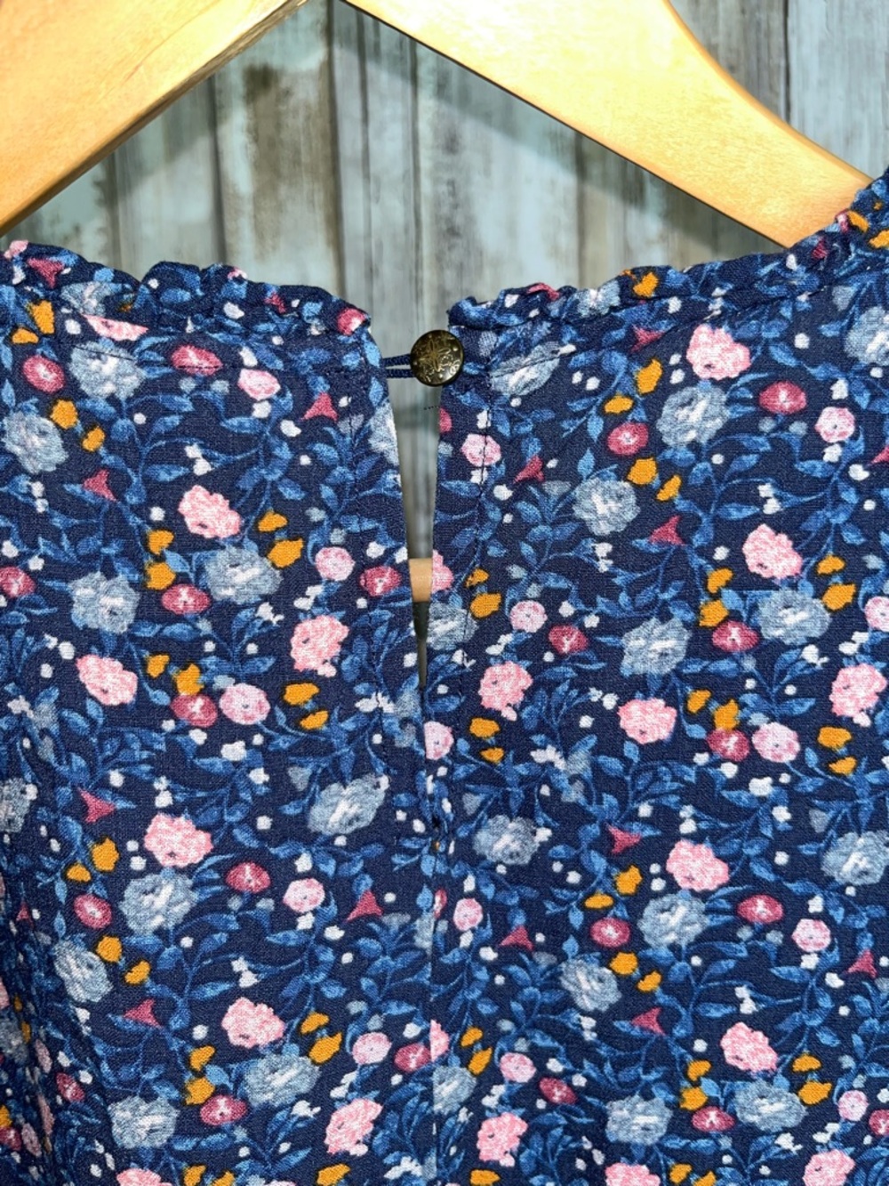 Knox Rose Floral Smocked Blouse XXL Boho Peasant Top Navy Flowy - Picture 4 of 5